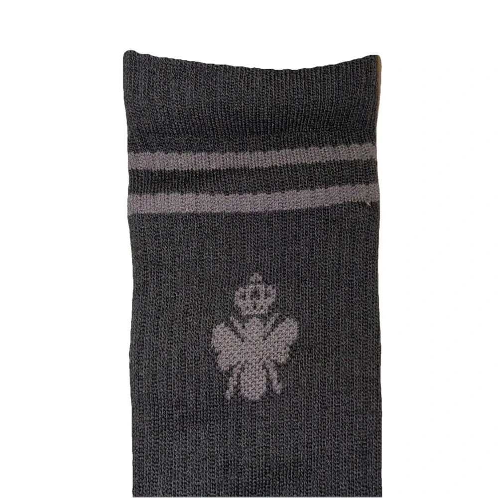 BOMBAS Socks Men's L‎ (US 9.5-13) Black Gray Stripe Calf Logo NEW Lot Of 5